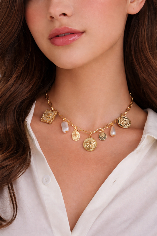 Golden Muse Charm Necklace