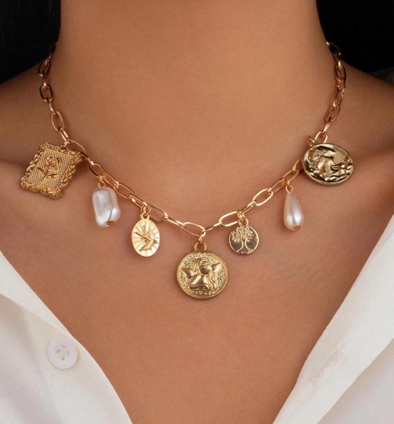 Golden Muse Charm Necklace