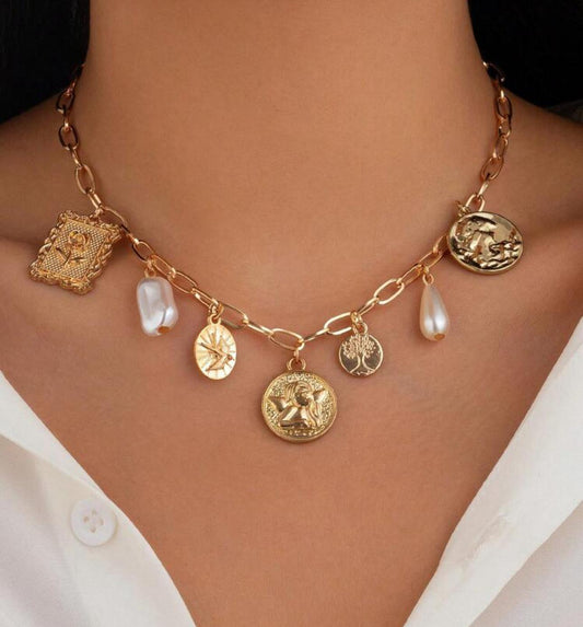 Golden Muse Charm Necklace